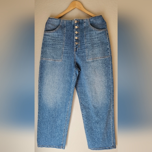 Veronica Beard Crosbie Wide-Leg Cropped Jeans | Lakeshore Wash | Size 31 - Picture 2 of 12